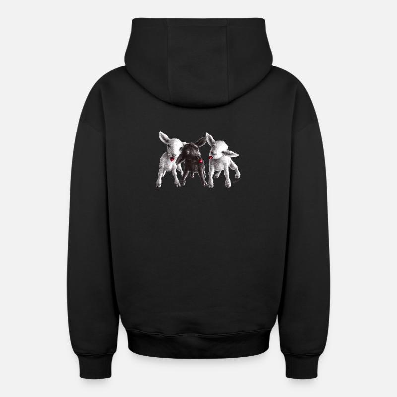 mouton effronté - Sweat à capuche unisexe zippé oversize épais SPREAD - noir
