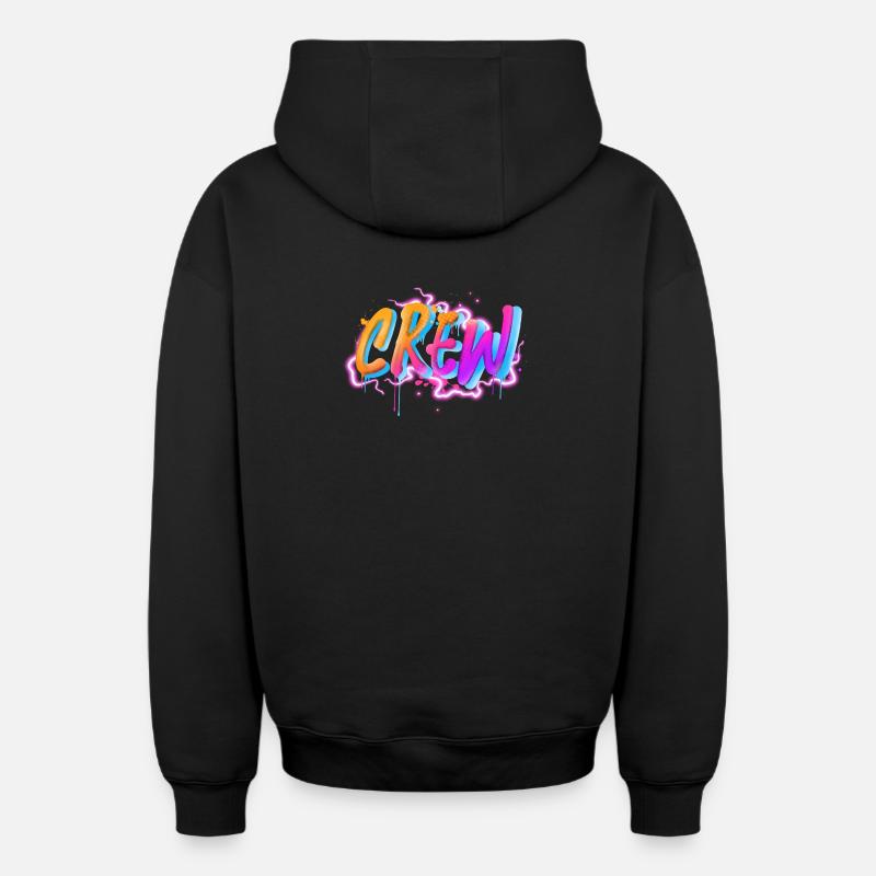 Équipage - Sweat à capuche unisexe zippé oversize épais SPREAD - noir