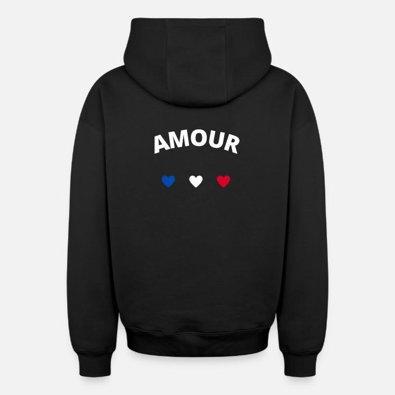 Amour - Sweat à capuche unisexe zippé oversize épais SPREAD - noir