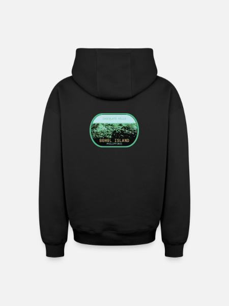 Chocolate Hills i Bohol, Filippinerna - Hoodie unisex med dragkedja oversize kraftig - svart