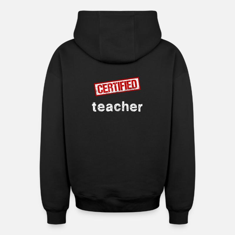 Enseignant certifié - Graphismes estampés - Sweat à capuche unisexe zippé oversize épais SPREAD - noir