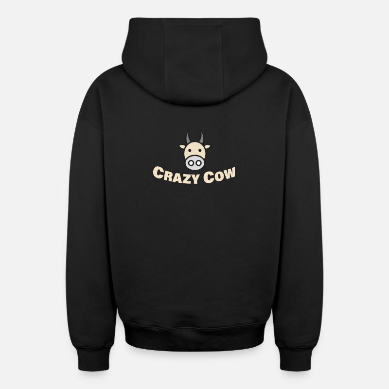 VACHE FOLE - Sweat à capuche unisexe zippé oversize épais SPREAD - noir