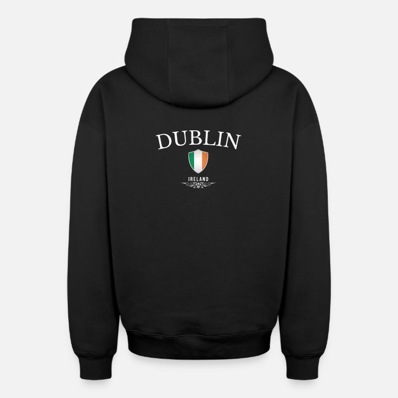 J’adore Dublin, Dublin souvenir - Sweat à capuche unisexe zippé oversize épais SPREAD - noir