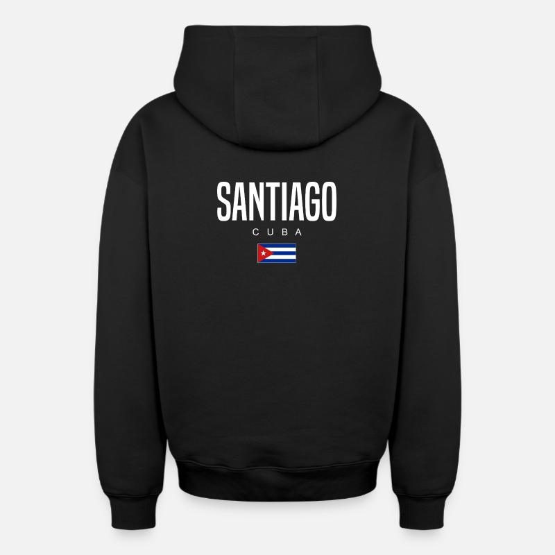 Santiago Cuba Cubains - Sweat à capuche unisexe zippé oversize épais SPREAD - noir