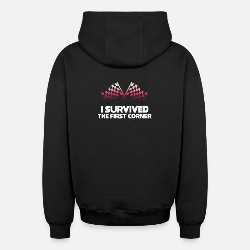 J’ai survécu au premier virage - Sweat à capuche unisexe zippé oversize épais SPREAD - noir