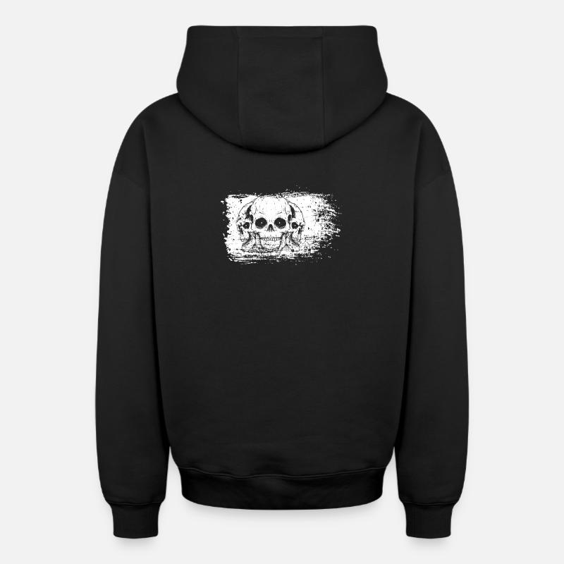 Crânes à cadre blanchi - Sweat à capuche unisexe zippé oversize épais SPREAD - noir