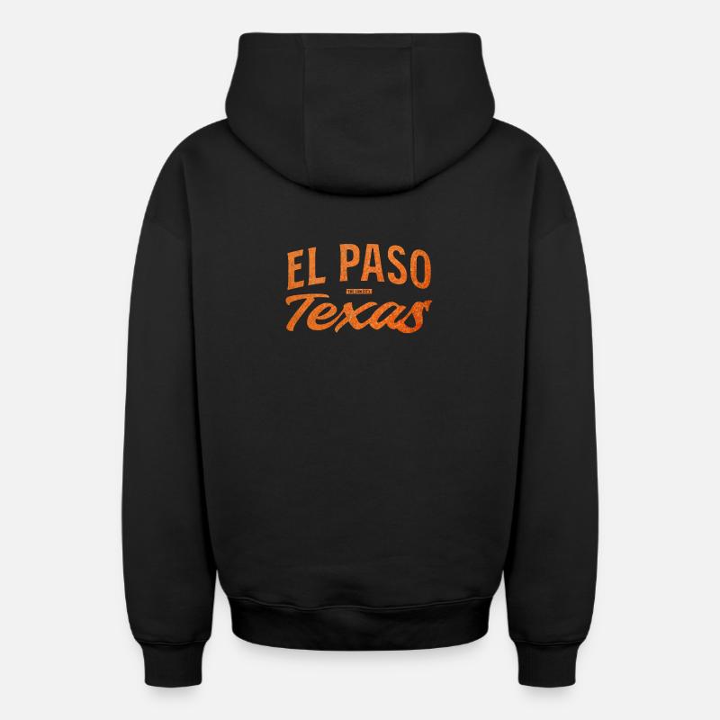 Logo d’écriture d’El Paso, Texas - Sweat à capuche unisexe zippé oversize épais SPREAD - noir