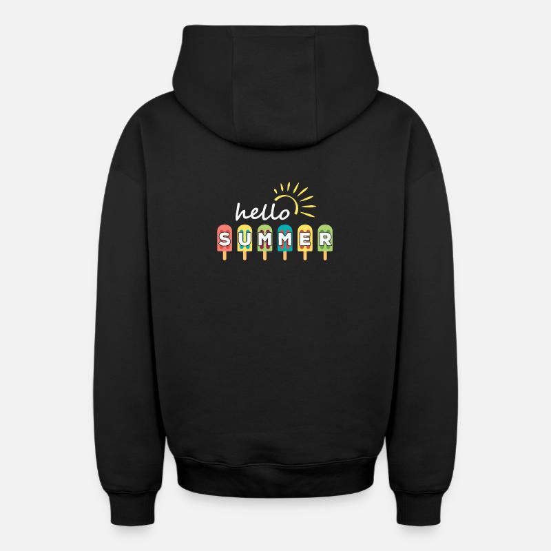 summer, hello summer, vacances d'été - Sweat à capuche unisexe zippé oversize épais SPREAD - noir