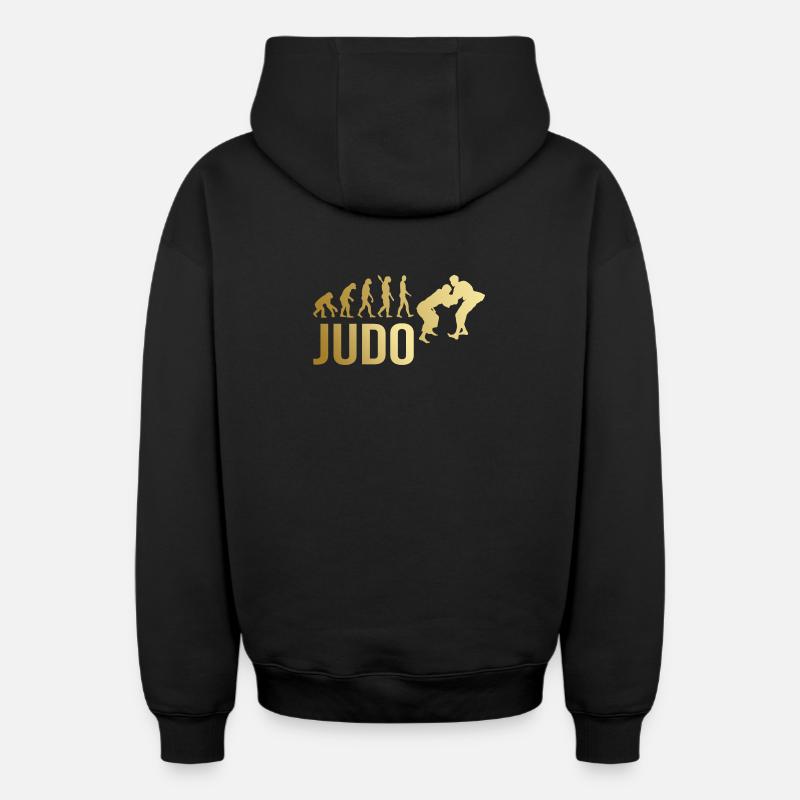 Judo Evolution - Oversized Heavyweight Unisex Zip Hoodie - Schwarz