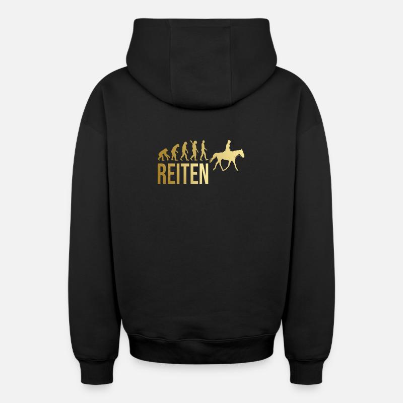 Reiten Evolution - Oversized Heavyweight Unisex Zip Hoodie - Schwarz