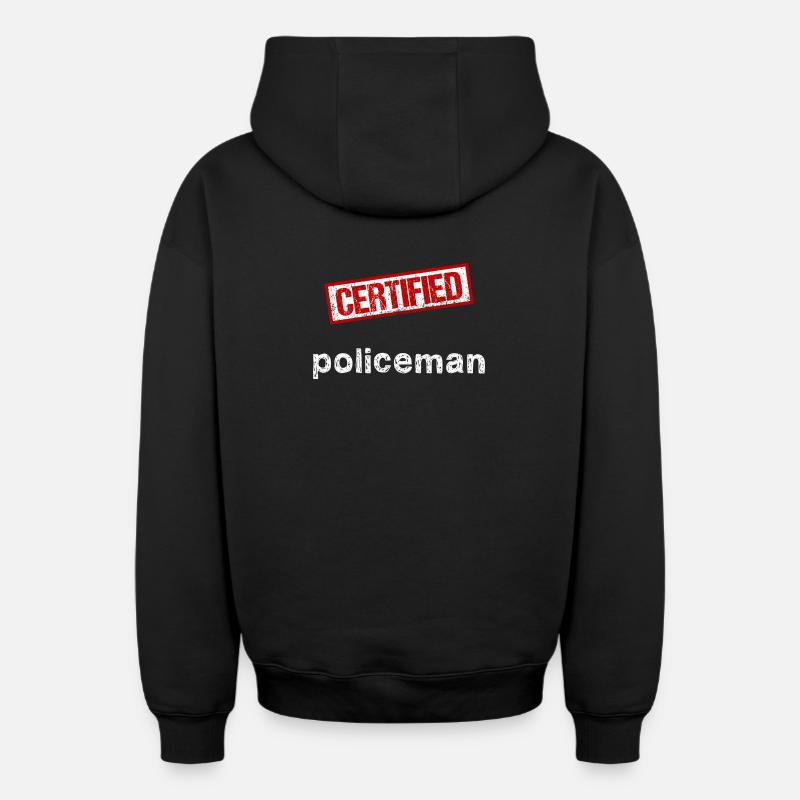 Policier - Sweat à capuche unisexe zippé oversize épais SPREAD - noir