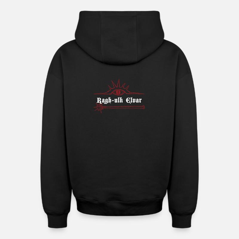 Ragh-ulk Elvar - Sweat à capuche unisexe zippé oversize épais SPREAD - noir