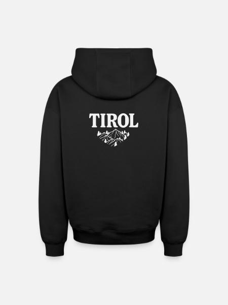 Tyrol Mountain Silhouette Alpine Motif - Oversized Heavyweight Unisex Zip Hoodie - black
