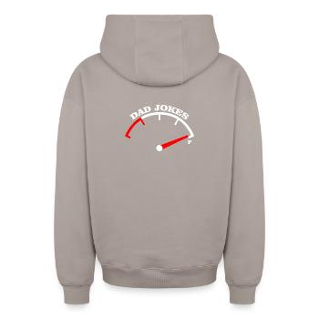 Papa-Witze Meter-Abschlag-Design - Oversized Heavyweight Unisex Zip Hoodie - Taupe - Hinten - AI Model Male 178 light (178cm)