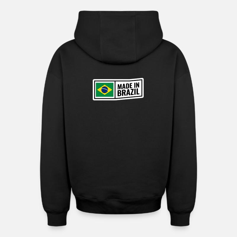 Brésil - Sweat à capuche unisexe zippé oversize épais SPREAD - noir