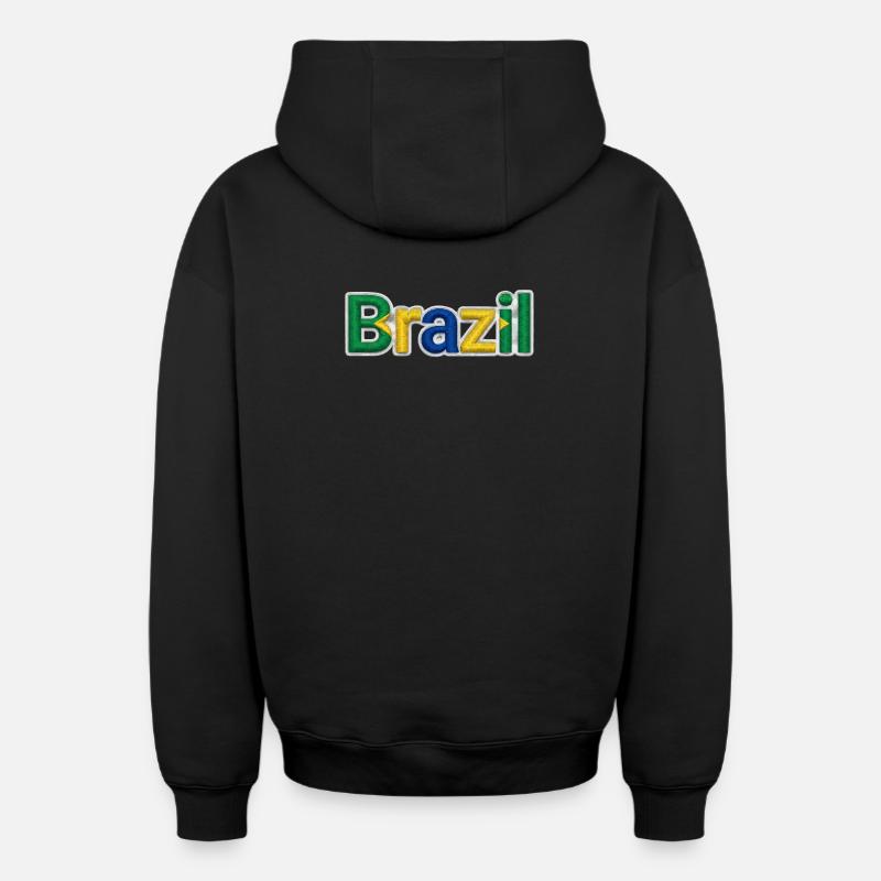 Brésil - Sweat à capuche unisexe zippé oversize épais SPREAD - noir