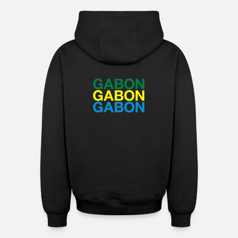 Drapeau GABON - Sweat à capuche unisexe zippé oversize épais SPREAD - noir