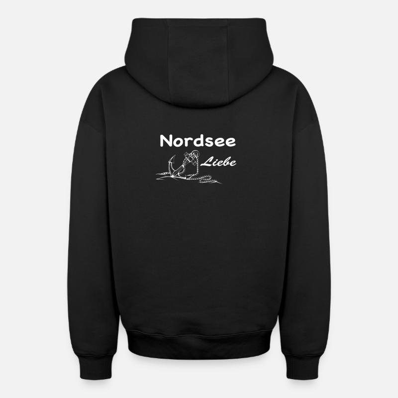 Mer du Nord Amour - Sweat à capuche unisexe zippé oversize épais SPREAD - noir