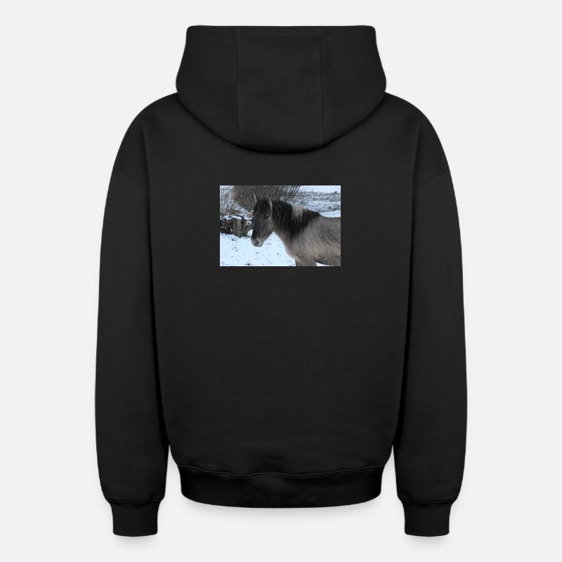 Affiche Cheval Cheval - Sweat à capuche unisexe zippé oversize épais SPREAD - noir