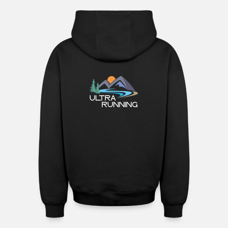 Ultra Running - Sweat à capuche unisexe zippé oversize épais SPREAD - noir