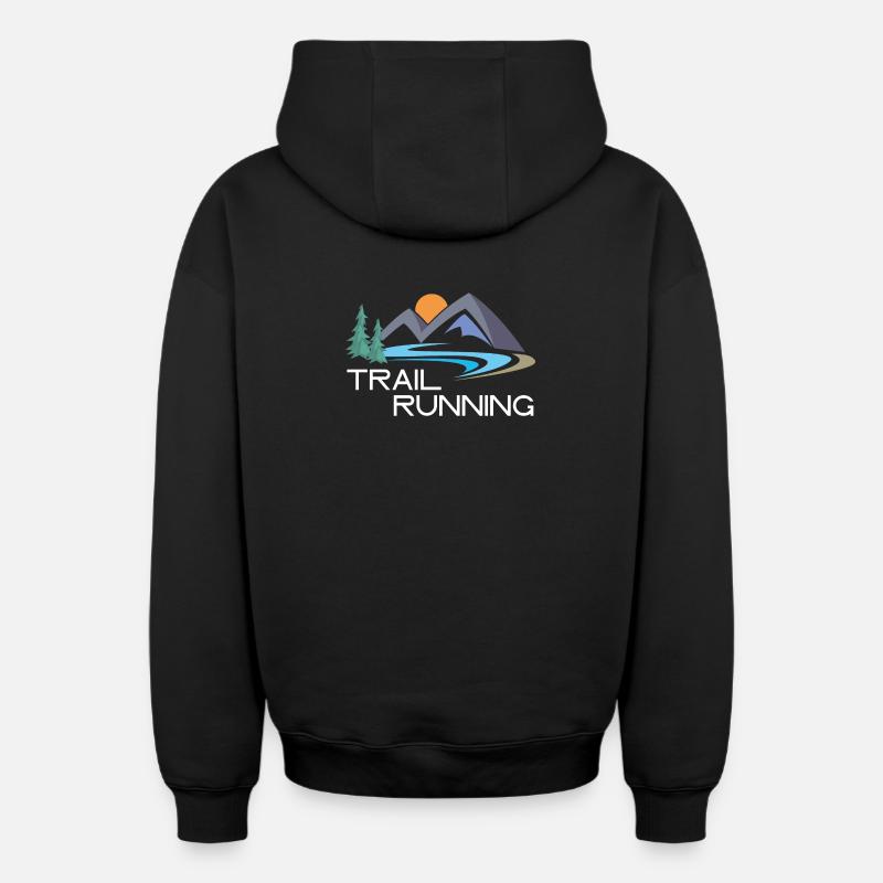 Trail Running - Sweat à capuche unisexe zippé oversize épais SPREAD - noir
