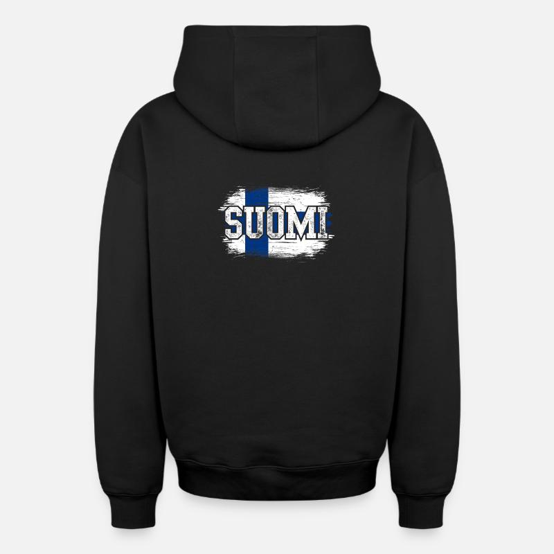 Suomi - Sweat à capuche unisexe zippé oversize épais SPREAD - noir