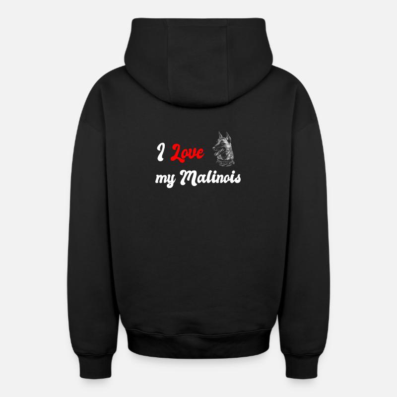 J'adore mon Malinois - Sweat à capuche unisexe zippé oversize épais SPREAD - noir