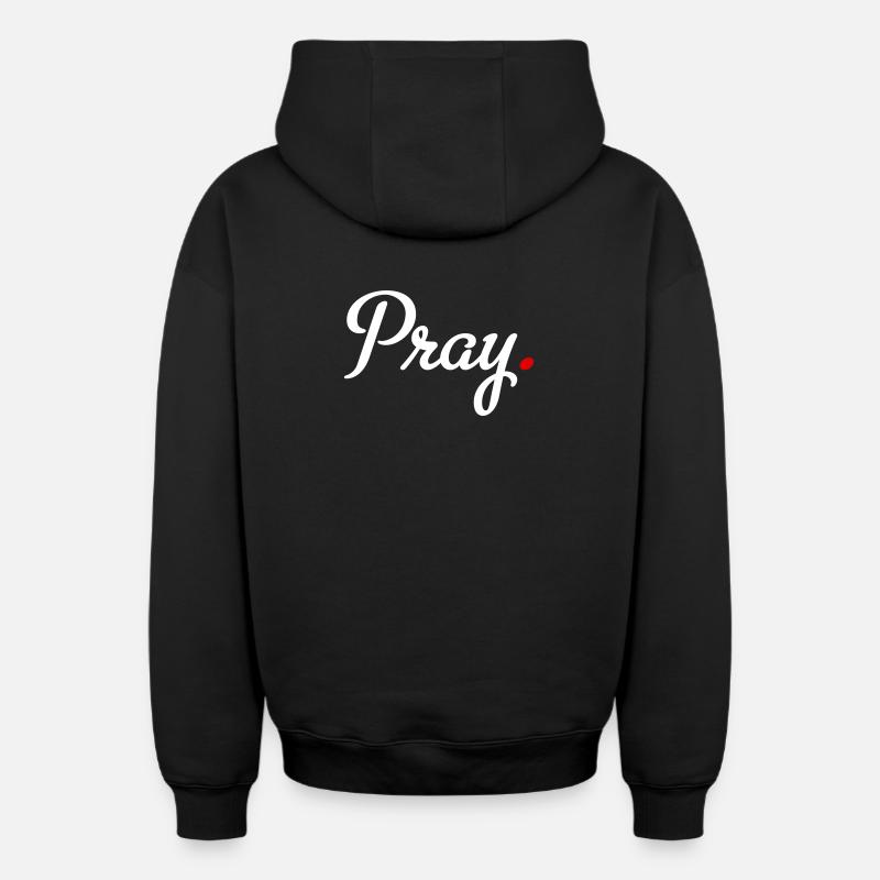 prier - Sweat à capuche unisexe zippé oversize épais SPREAD - noir