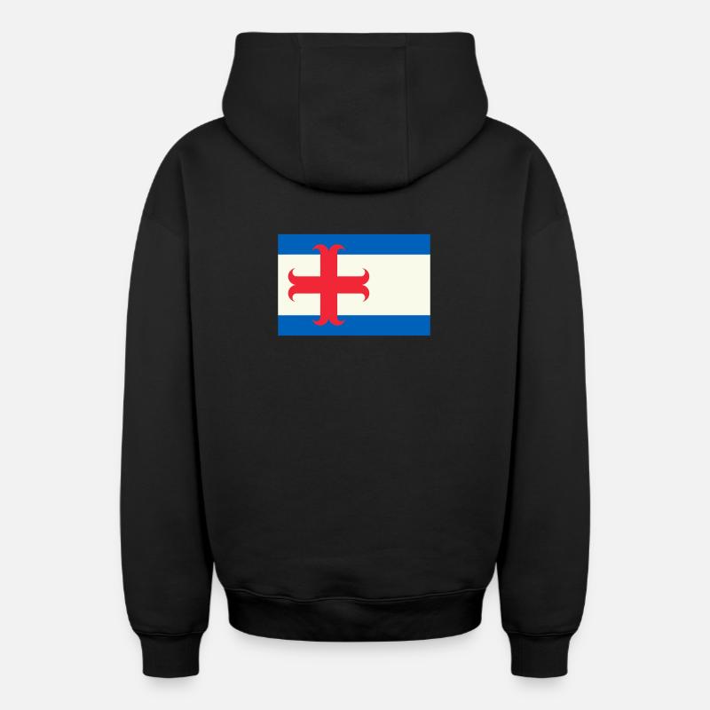 drapeau Zutphen - Sweat à capuche unisexe zippé oversize épais SPREAD - noir