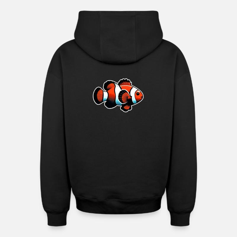 Poisson-clown - Sweat à capuche unisexe zippé oversize épais SPREAD - noir