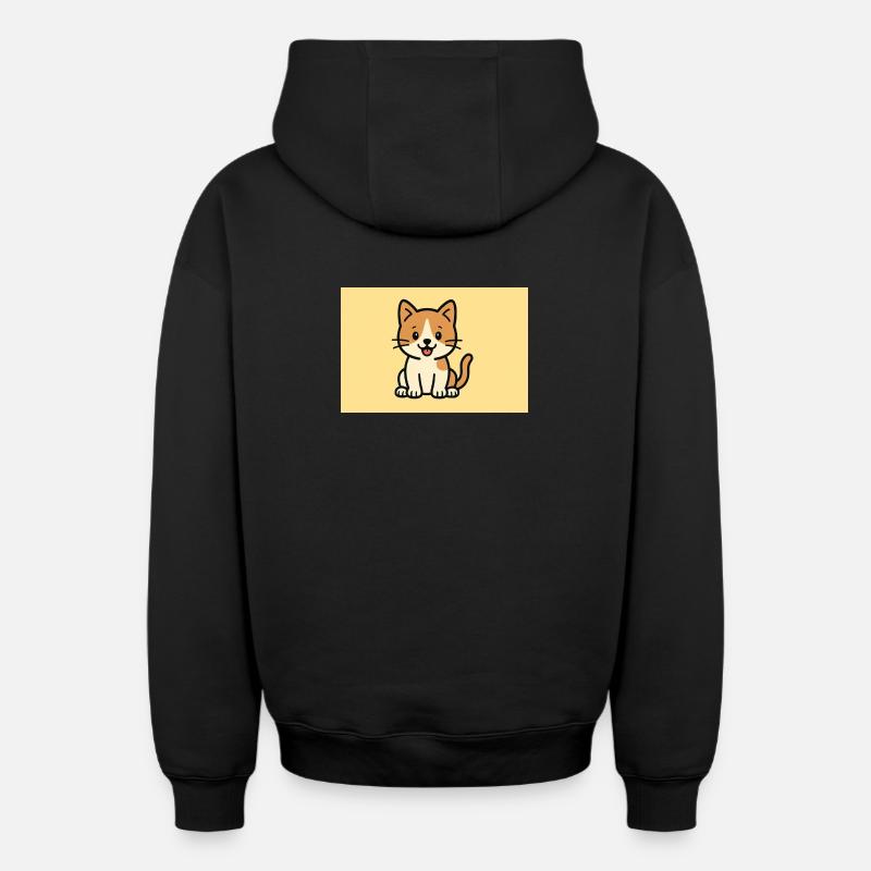 Chat - Sweat à capuche unisexe zippé oversize épais SPREAD - noir