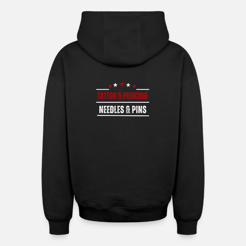 Aiguilles & Épingles Étoiles - Sweat à capuche unisexe zippé oversize épais SPREAD - noir