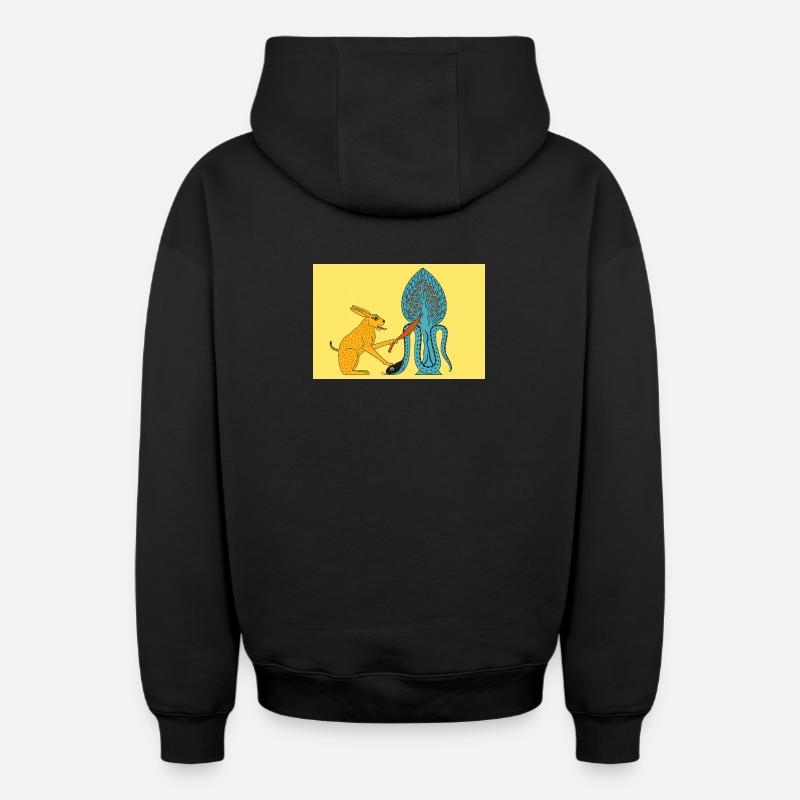 Ra_and_Apophis - Sweat à capuche unisexe zippé oversize épais SPREAD - noir