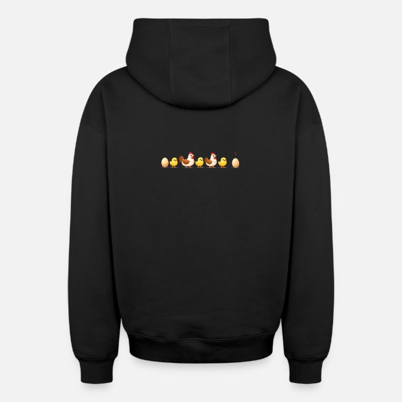 Evolution Ei-Küken-Henne-Darwin - Oversized Heavyweight Unisex Zip Hoodie - Schwarz