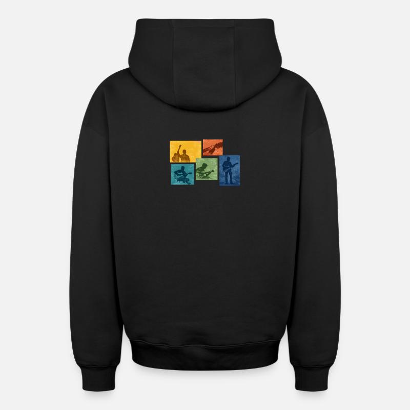 Silhouette de guitare grunge - Sweat à capuche unisexe zippé oversize épais SPREAD - noir