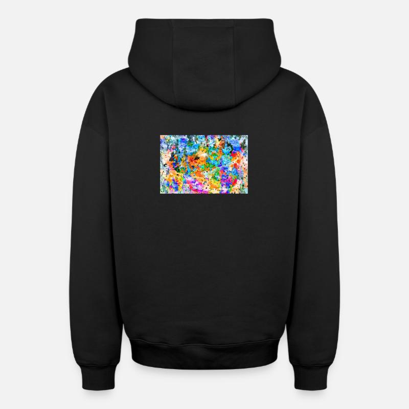 Janderes - Sweat à capuche unisexe zippé oversize épais SPREAD - noir