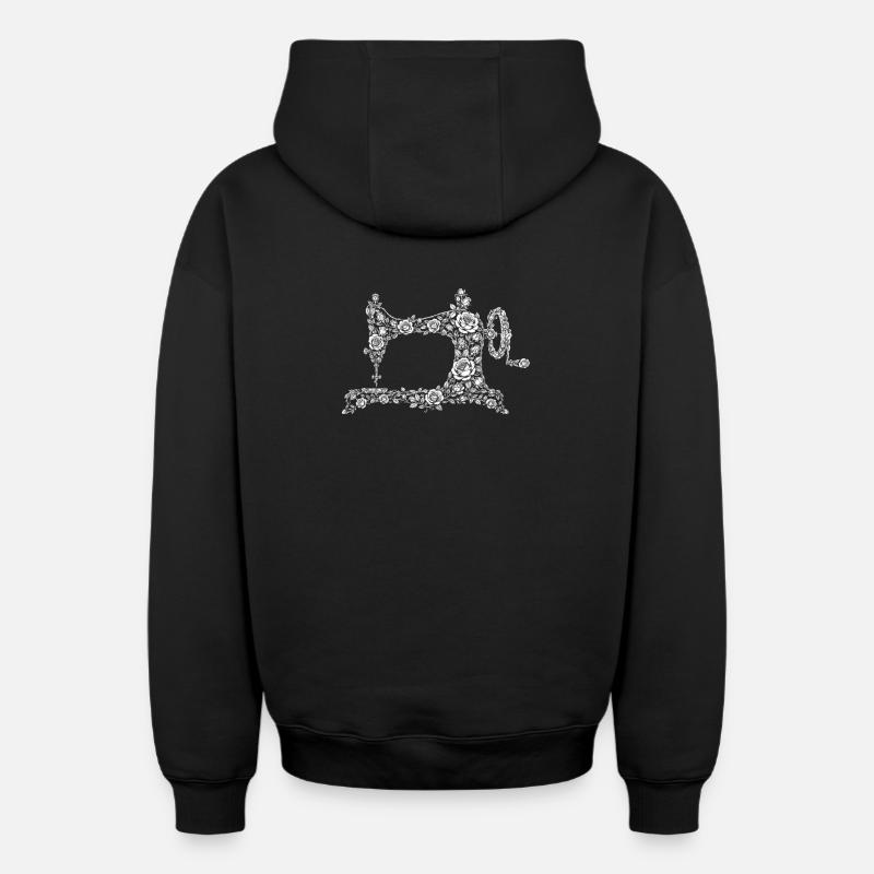 machine à coudre - Sweat à capuche unisexe zippé oversize épais SPREAD - noir