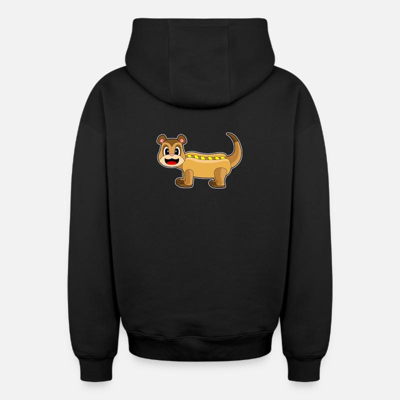 Hot-dog suricate - Sweat à capuche unisexe zippé oversize épais SPREAD - noir