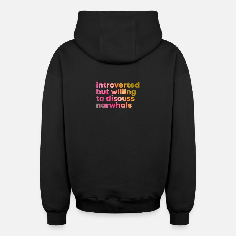 narval - Sweat à capuche unisexe zippé oversize épais SPREAD - noir