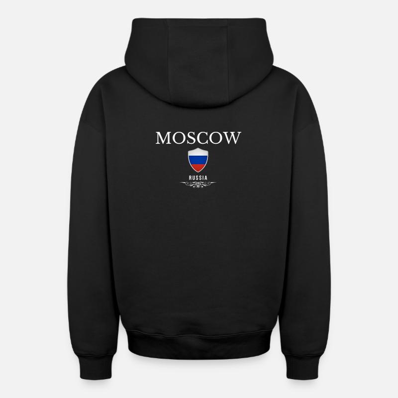 Moscou Russie, souvenir Moscou - Sweat à capuche unisexe zippé oversize épais SPREAD - noir