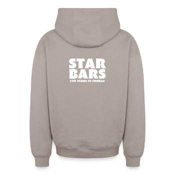 bar, bartender, bar owner - Oversized Heavyweight Unisex Zip Hoodie - taupe - Back - AI Model Male 178 light (178cm)