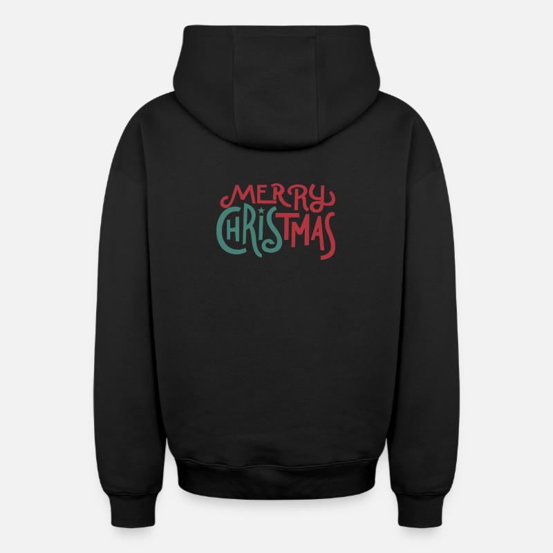 Joyeux Noël - Sweat à capuche unisexe zippé oversize épais SPREAD - noir