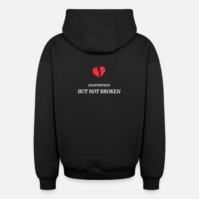 heartbroken_but_not_broken - Sweat à capuche unisexe zippé oversize épais SPREAD - noir