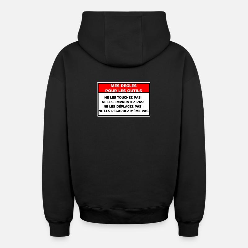 Mes règles pour les outils - Sweat à capuche unisexe zippé oversize épais SPREAD - noir