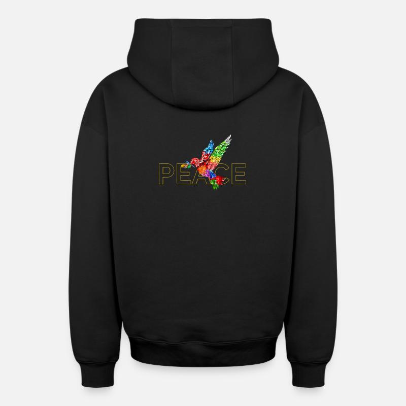 Paix - Sweat à capuche unisexe zippé oversize épais SPREAD - noir