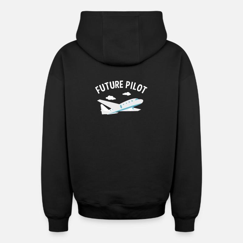 Futur Pilot Tee - Sweat à capuche unisexe zippé oversize épais SPREAD - noir