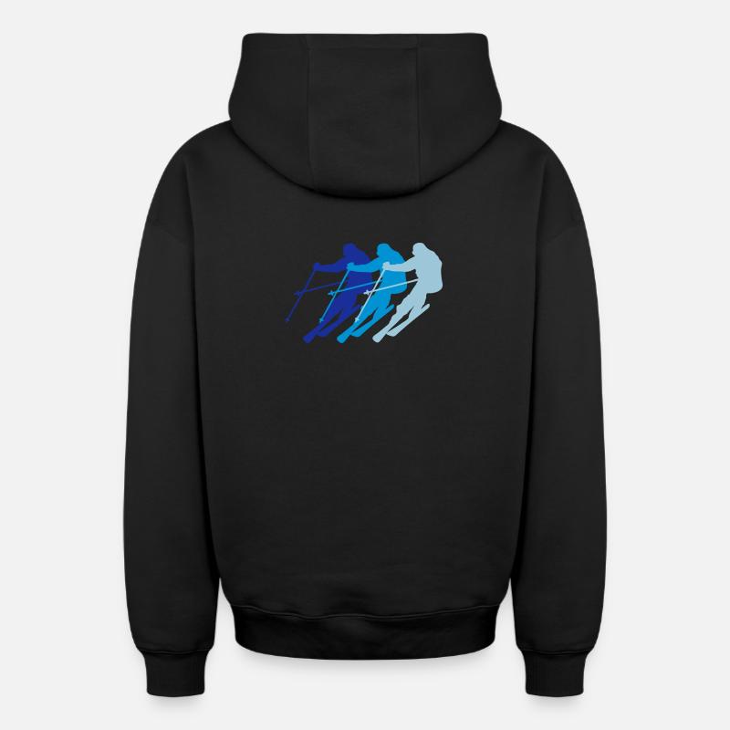 Ski - Sweat à capuche unisexe zippé oversize épais SPREAD - noir