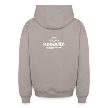 Namaste Yoga - Oversized Heavyweight Unisex Zip Hoodie - taupe - Back - AI Model Male 178 light (178cm)