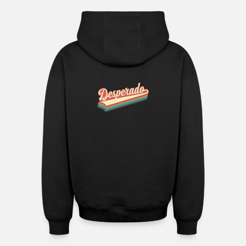 Texte rétro de Desperado - Sweat à capuche unisexe zippé oversize épais SPREAD - noir