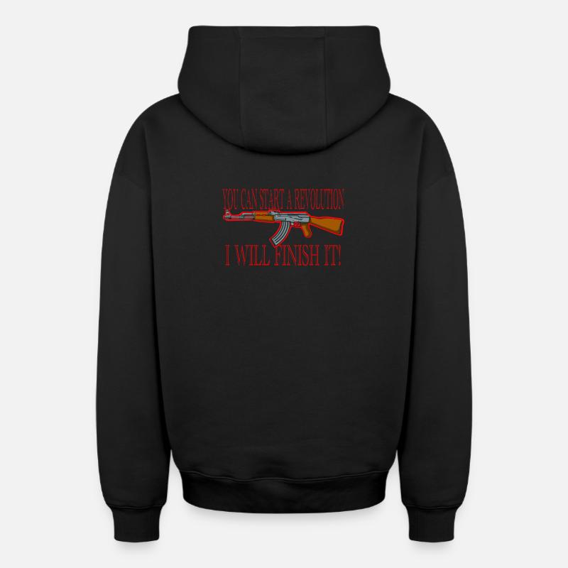 AK - Sweat à capuche unisexe zippé oversize épais SPREAD - noir